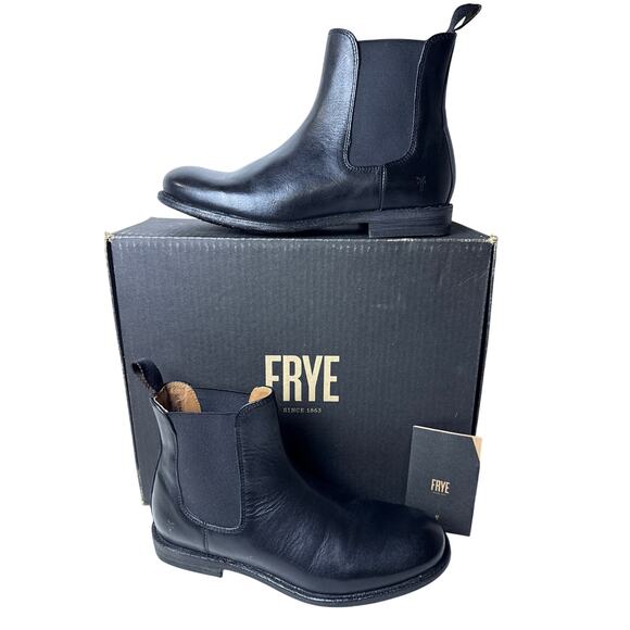 Frye Chelsea Boots Tyler Men's 8D Black Leather Pull On Elastic Gore Round Toe - Picture 1 of 11